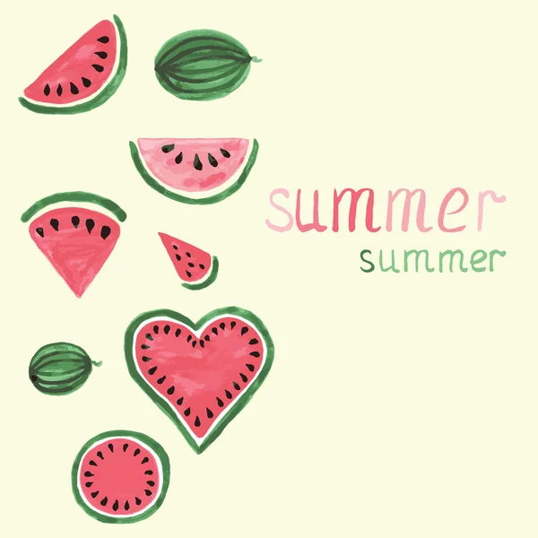 Watercolor watermelon elements. — Stock Vector