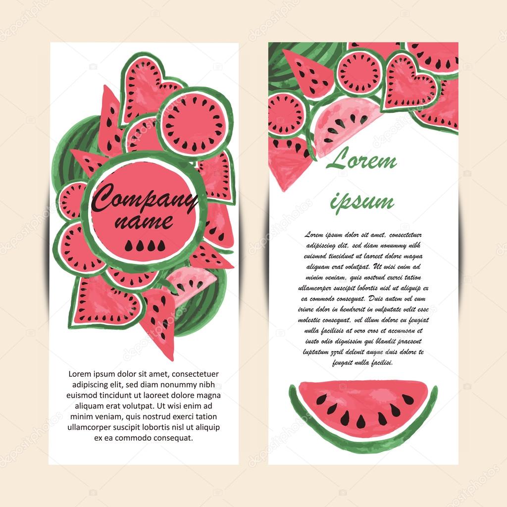 Vector template banners with watercolor paint fruit background