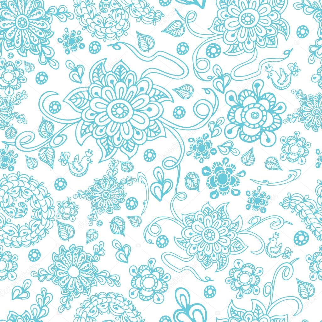 Seamless pattern with doodle flowers. Zentangle.