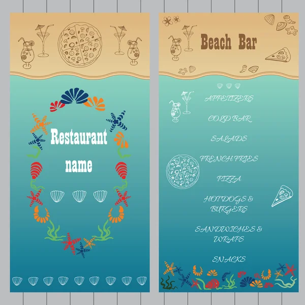 Beach bar menu design. — Stock Vector