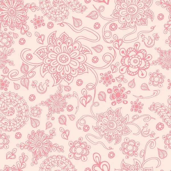 Seamless retro pink floral background, vector illustration — Stock Vector