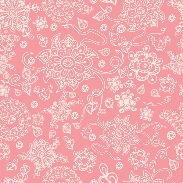 Seamless retro pink floral background, vector illustration — Stock Vector