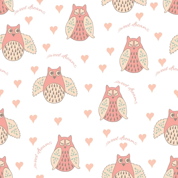 Seamless vector pattern with owl and heart — Stock Illustration Seamless vector pattern with owl and heart Royalty Free Stock Illustrations