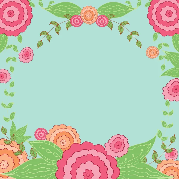 Floraler ovaler Rahmen, niedliche Retro-Blumen für Hochzeitseinladungen — Stockvektor