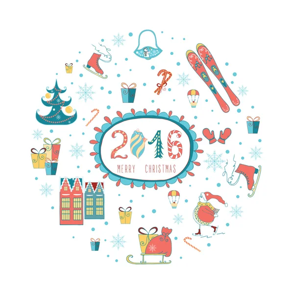 Vintage cute Christmas card with text and childrish elements. — Stock Illustration Vintage cute Christmas card with text and childrish elements. Stock Illustration