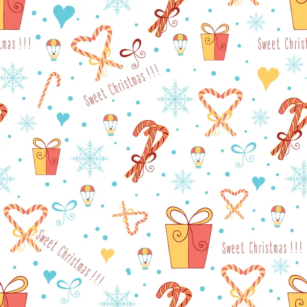 Papel de regalo navideño con caña dulce sobre fondo blanco. Ilustración vectorial . — Vector de stock