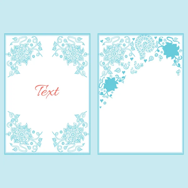 Conjunto de cartões azuis florais em estilo vintage . — Vetor de Stock
