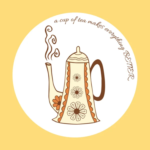 Su ısıtıcı simgesi. Mutfak çaydanlık işareti el çizilmiş doodle metin ile yapılan — Stok Vektör