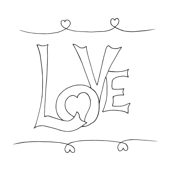 Ručně kreslenou vektorové slovo láska se na doodle styl. Náčrtek pozadí. — Stockový vektor