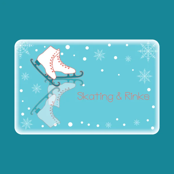 Carte vectorielle mignonne avec patin à glace et texte. Sport et activité d'hiver . — Image vectorielle