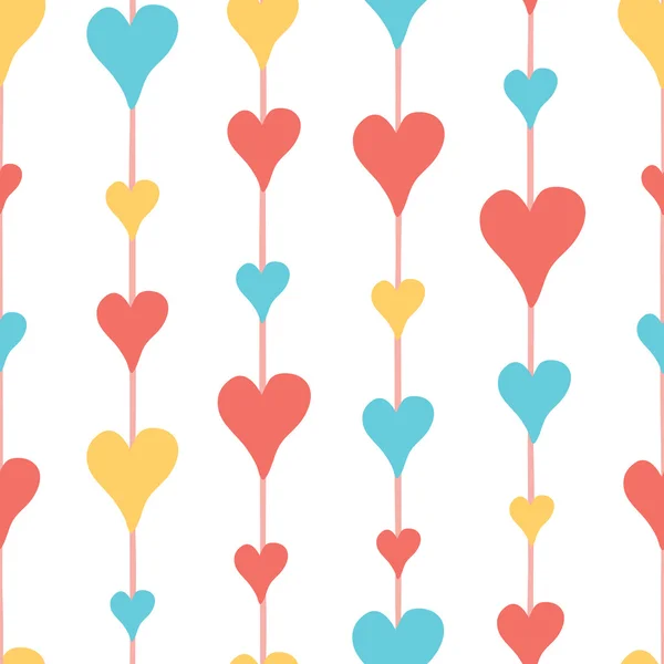 Vector seamless background with hand drawn hearts for Valentine day. — Stock Vector