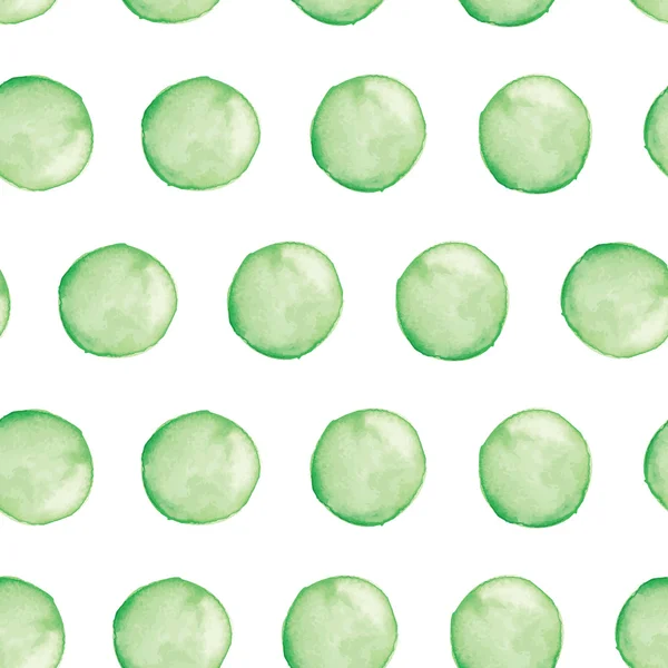 Padrão de bolinhas sem costura pintado à mão. Formas aquarelas abstratas em verde . — Vetor de Stock