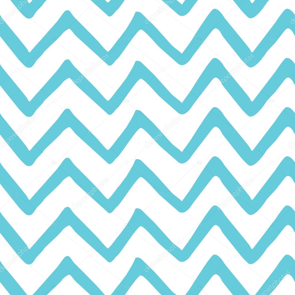 Abstract light blue zig zag seamless hand painted pattern. Nature sea fabric texture. Vector template chevron background for summer holiday design or card.