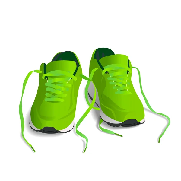 Zapatillas deportivas verdes para correr ilustración vectorial — Archivo Imágenes Vectoriales