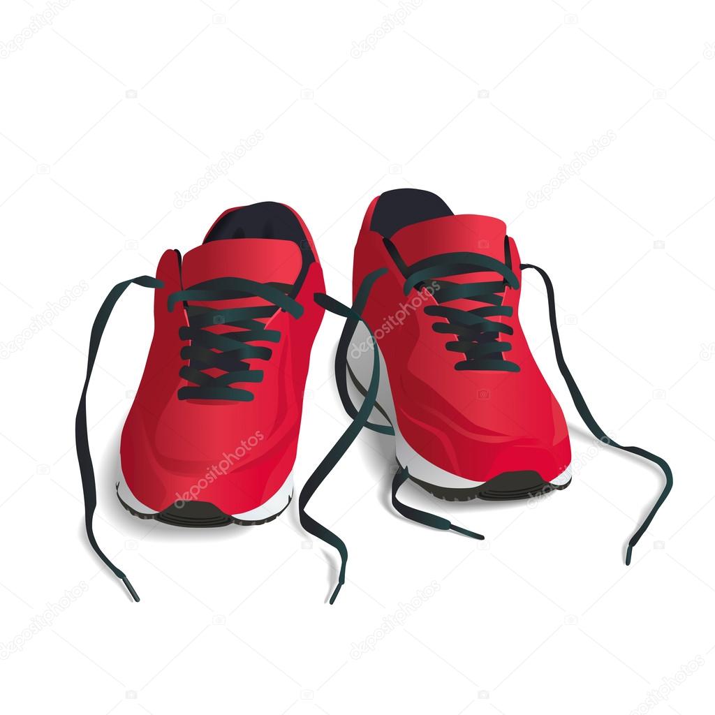 Red, Sports Shoes - Vector Illustration