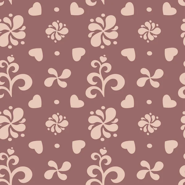 Abstract floral seamless pattern on brown background. — Stock Vector