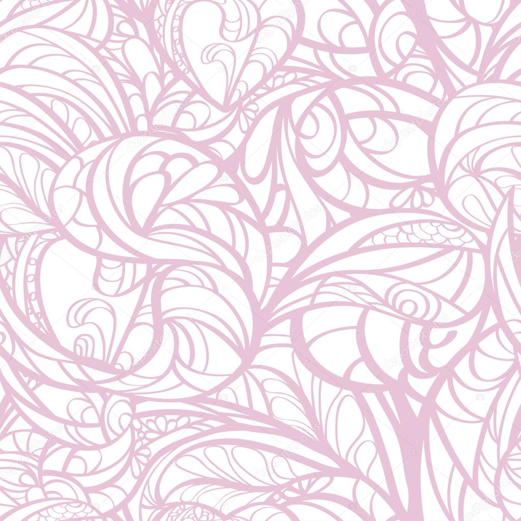 Pink hand drawn floral seamless. 