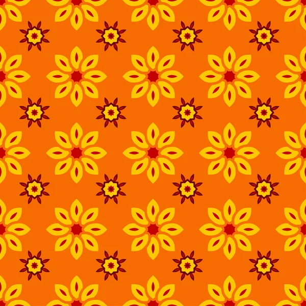 Цветочный бесшовный узор с желтыми цветами на оранжевом фоне — стоковый вектор