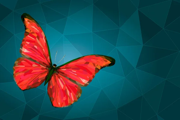 Abstract red butterfly on geometric background — Stock Vector