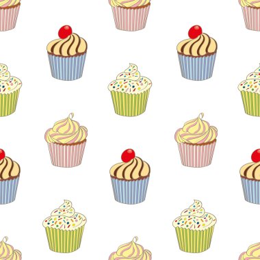 Beyaz arka planda, sorunsuz lezzetli renkli kek pıtırtı