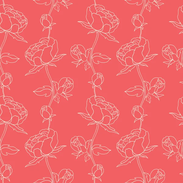 Seamless Floral Pattern With Peonies — Stock Vector