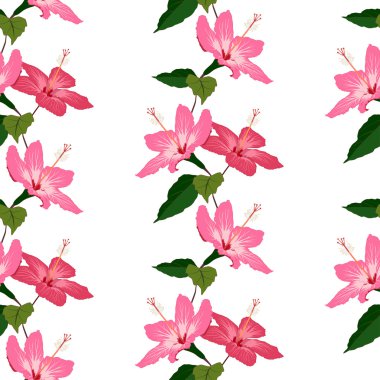 hibiscus çiçek el ile Seamless Modeli çizilmiş