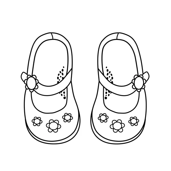 Hand dras illustration av fashionabla sko för flicka — Stock vektor