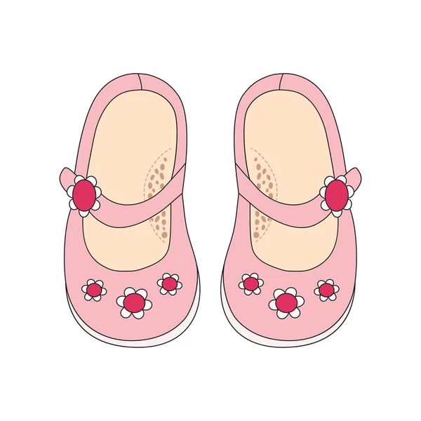 Pink shoes for little girls — Stock Vector