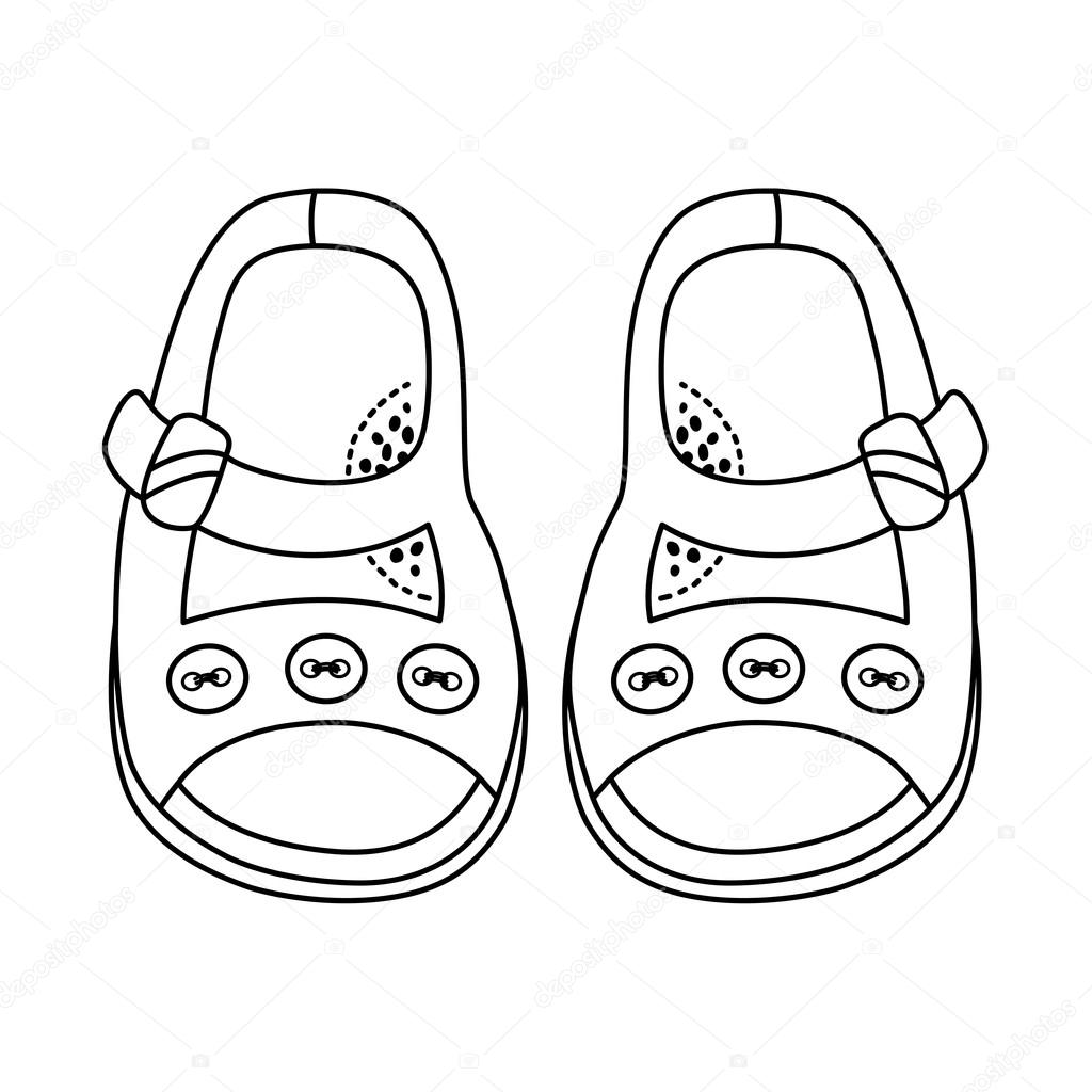 Hand drawn illustration of fashionable shoe for girl
