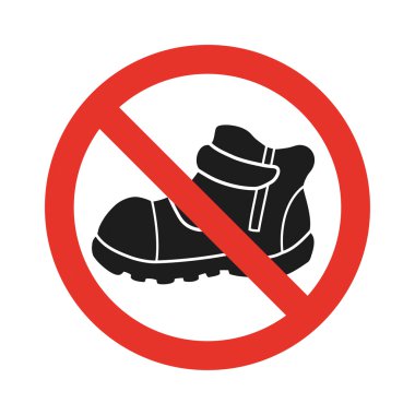 Do not walk in shoes sign icon. Red prohibition sign clipart