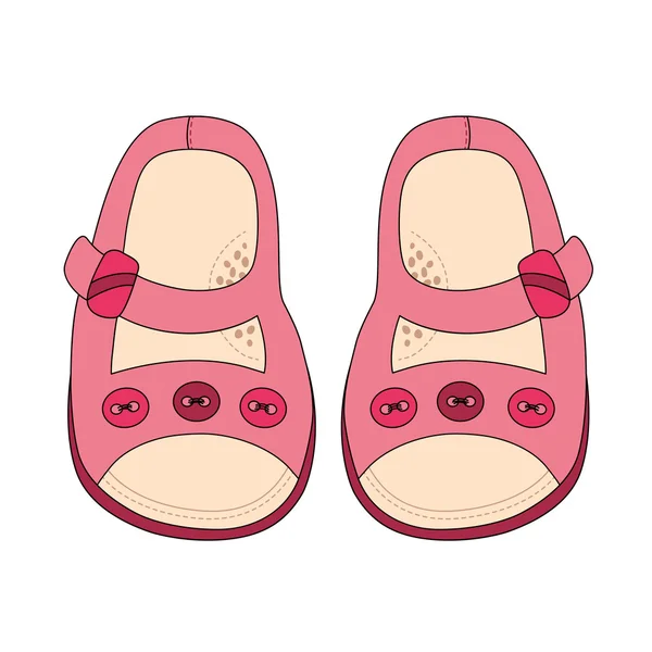 Pink shoes for little girls — Stock Vector