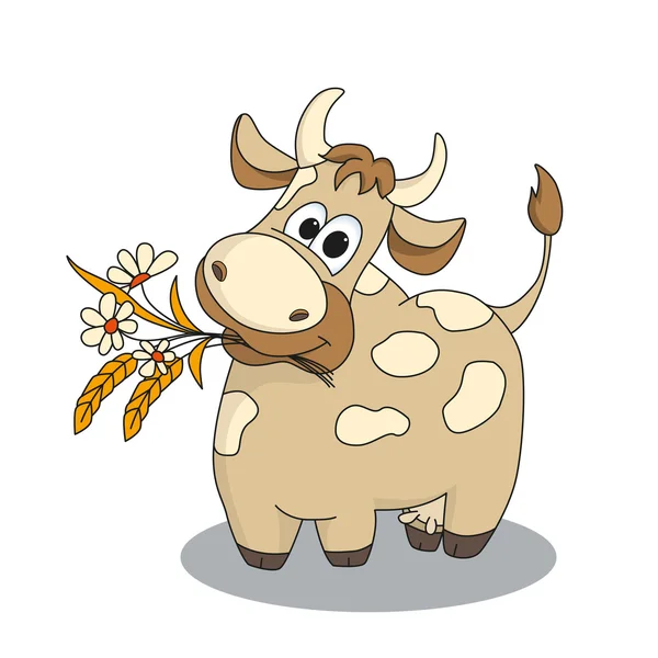 Cute cow with flowers. — Stock Vector