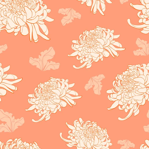 Floral seamless pattern with chrysanthemum on light orange — Stock Vector