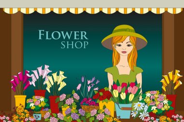 Vector illustration of florist girl clipart