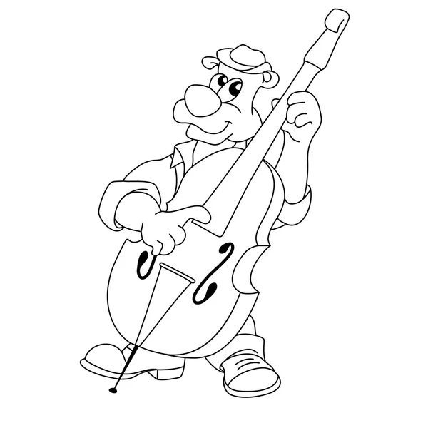 Musiker lustiger Bär spielt Kontrabass — Stockvektor