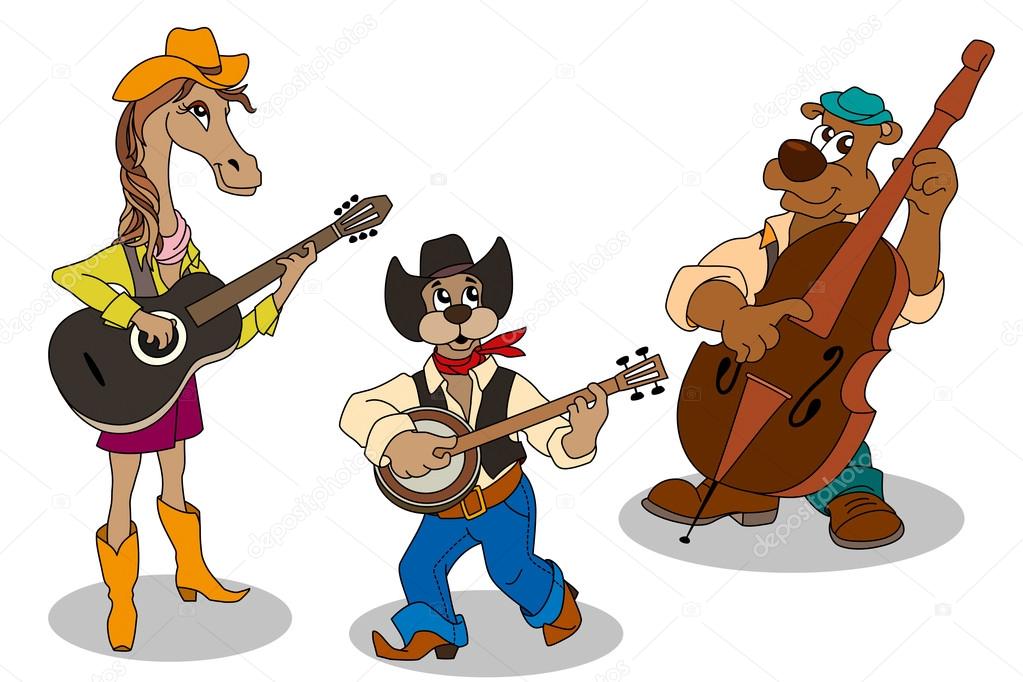 Animal music band. Vector cartoon isolated characters — Stock Vector