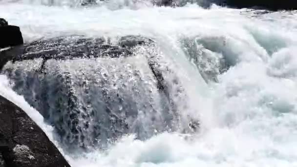 Cascada en el río de montaña en verano — Vídeo de stock