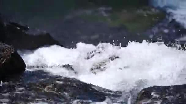 Cascada en el río de montaña en verano — Vídeos de Stock