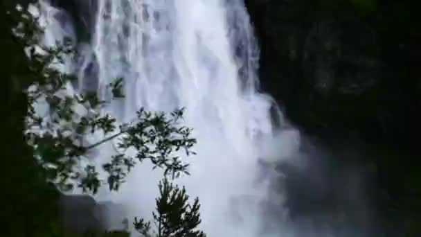 Waterfall at mountain river in summer  in Norway — Stock Video