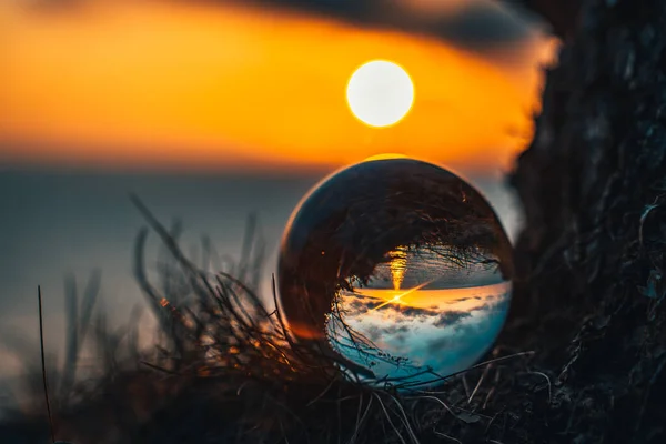 Lensball in the sunset summer time Latvia — Stock Photo, Image