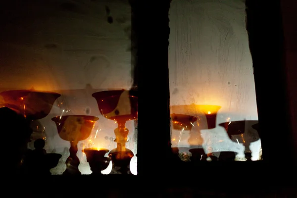 Light in window of monastery near Boudhnath — Stock Photo, Image