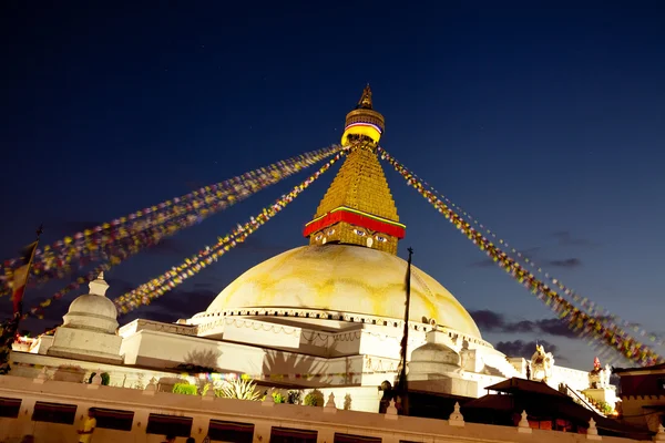 World's Largest Buddhist stupa at night in Nepal — Stock Photo, Image