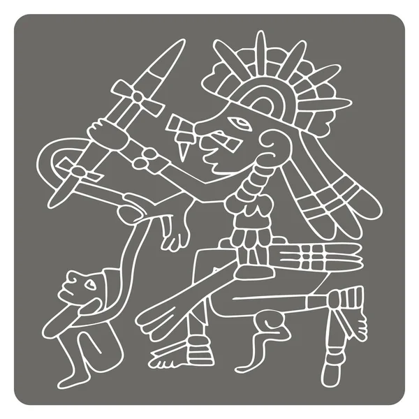 Icono monocromo con símbolos de códices aztecas — Vector de stock