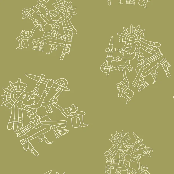 Patrón sin costuras con símbolos de códices aztecas — Archivo Imágenes Vectoriales