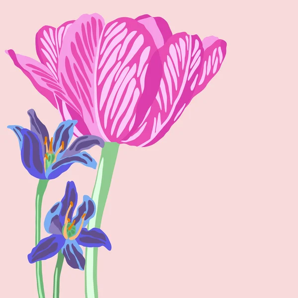 Voorraad vector florale achtergrond met tulp en scilla — Stockvector