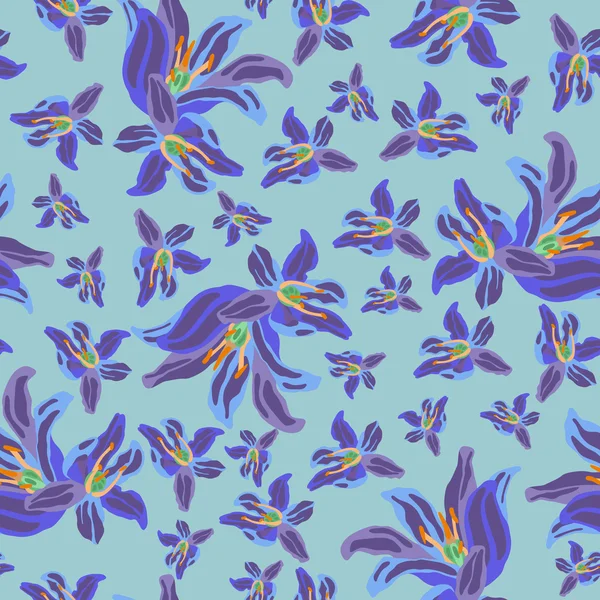 Vector floral fondo sin costuras con flores — Vector de stock