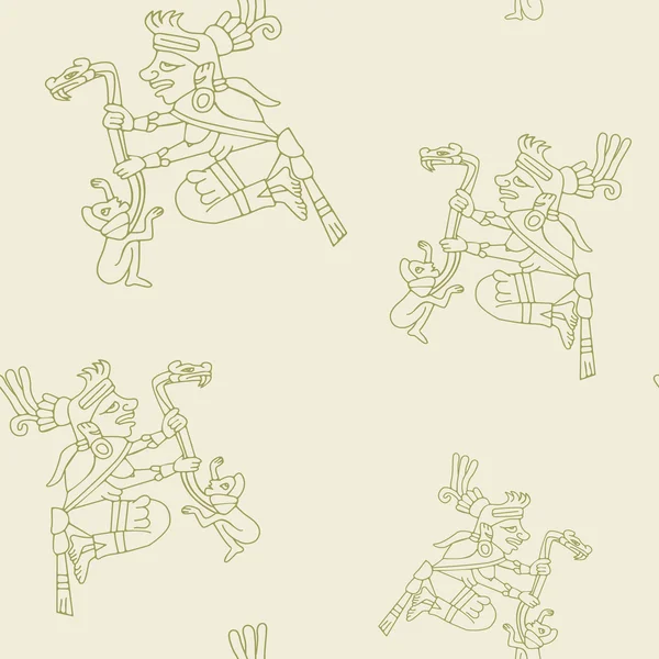 Patrón sin costuras con símbolos de códices aztecas — Vector de stock