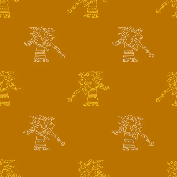 Naadloze patroon met symbolen uit de Azteekse codices — Stockvector