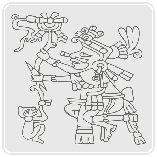 Icono monocromo con símbolos de códices aztecas — Archivo Imágenes Vectoriales