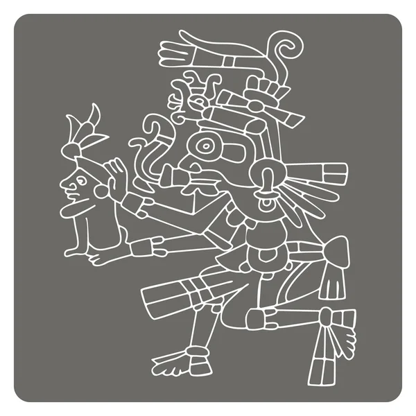 Monochrome icon with symbols from Aztec codices — Stock Vector